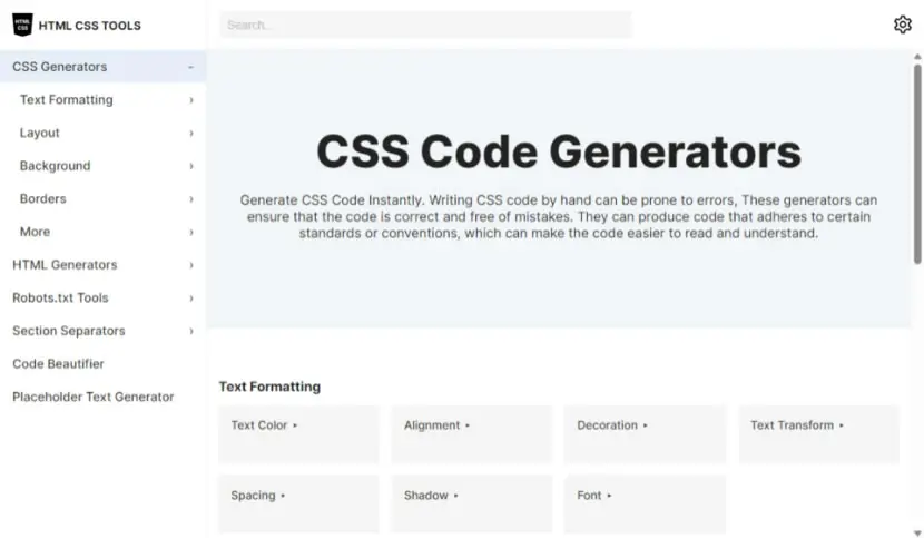 HTML CSS TOOLS 網頁常用的 HTML 及 CSS 語法產生器
