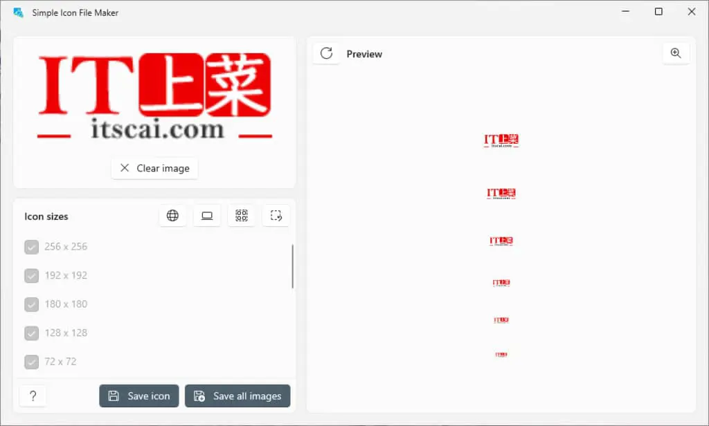 Simple Icon File Maker 將圖片轉換為多種尺寸的 ICO 圖示圖檔