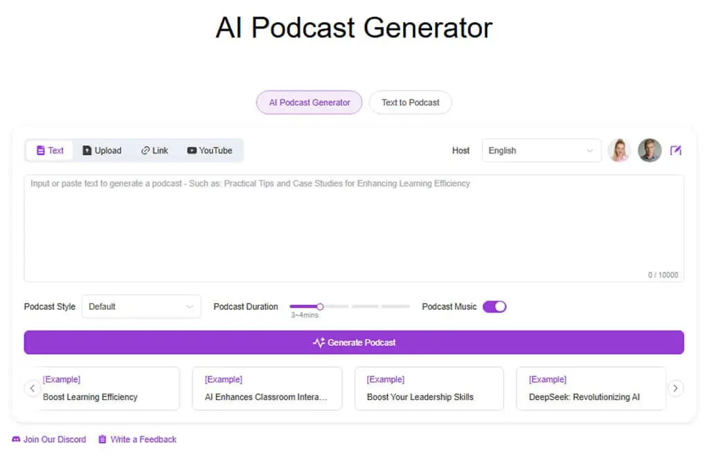 AIVocal AI Podcast Generator：免費線上文字轉播客工具，輕鬆創建專業級音訊節目